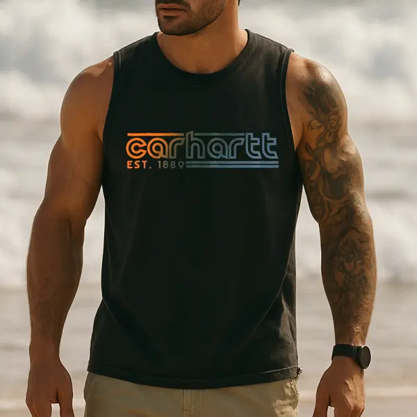 Classic Tank Top With Bold Logo Design For Men - Wayrates.com 
