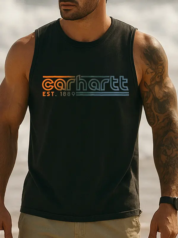 Classic Tank Top With Bold Logo Design For Men - Menwyx.com 
