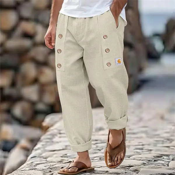 Carhartt Men's Vintage Surfing Beach Khaki Linen Blend Pants - Wayrates.com 