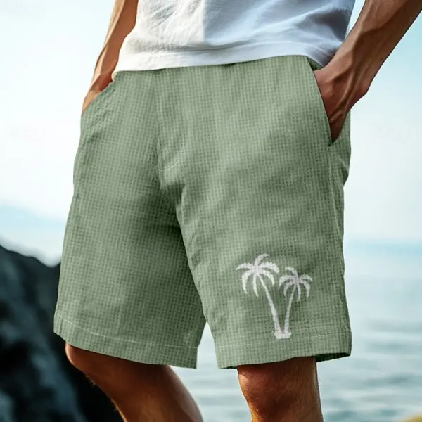 Men's Casual Palm Tree Embroidered Shorts For Summer - Upgradecool.com 