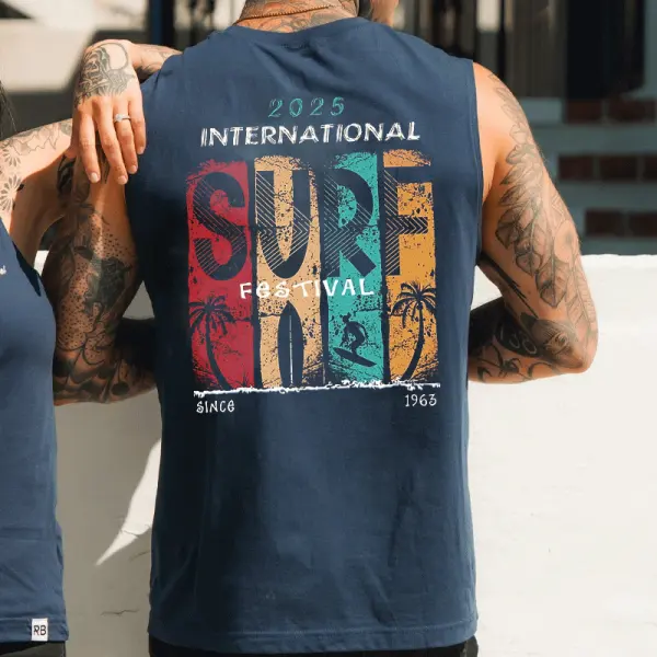 2025 International Surf Festival Graphic Tank Top For Men - Wayrates.com 