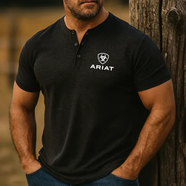 Men's Textured Fabrics Henley T Shirt Black - Cotosen.chimpone.com 