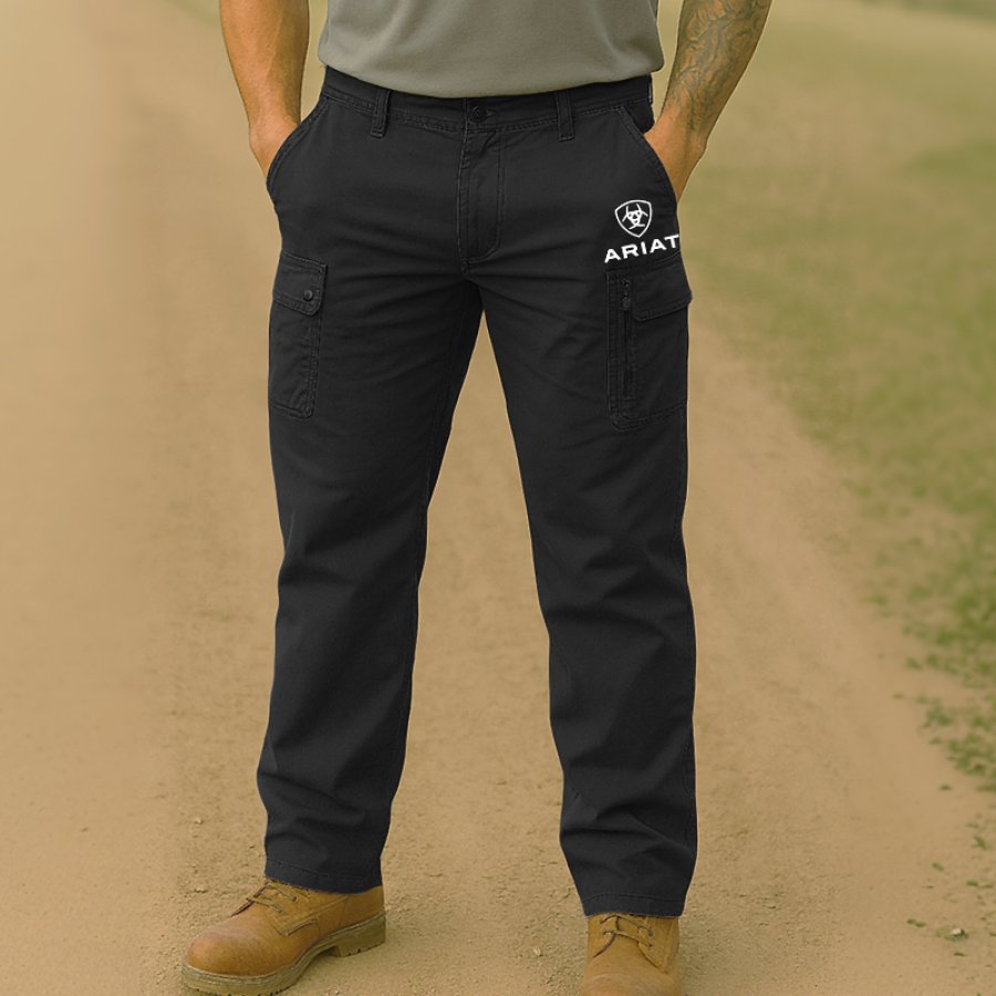 

Men's Vintage Western Pocket Cargo Work Pants Black