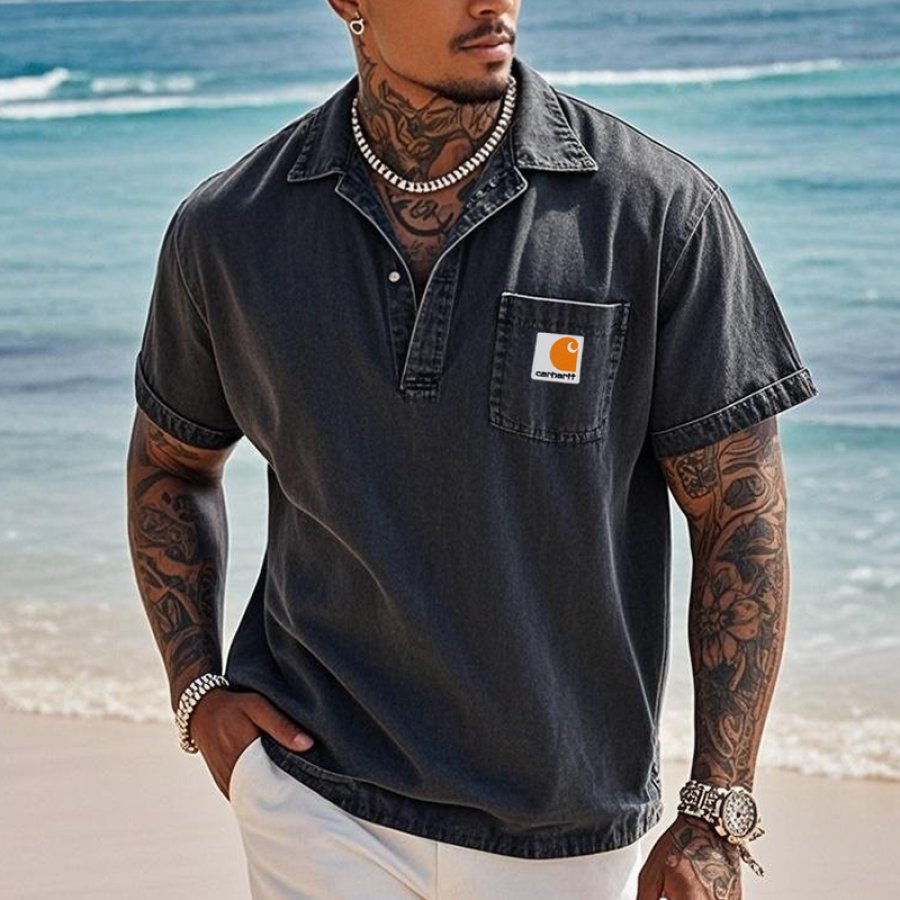 

Men's Casual Polo T Shirt With Chest Pocket