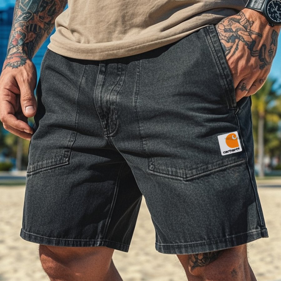 

Men's Vintage Washed Denim Pocket Shorts