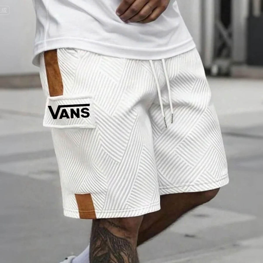 

Men's Vintage Outdoor Off The Wall White Quilted Texture Stitching Brown Waffle Shorts