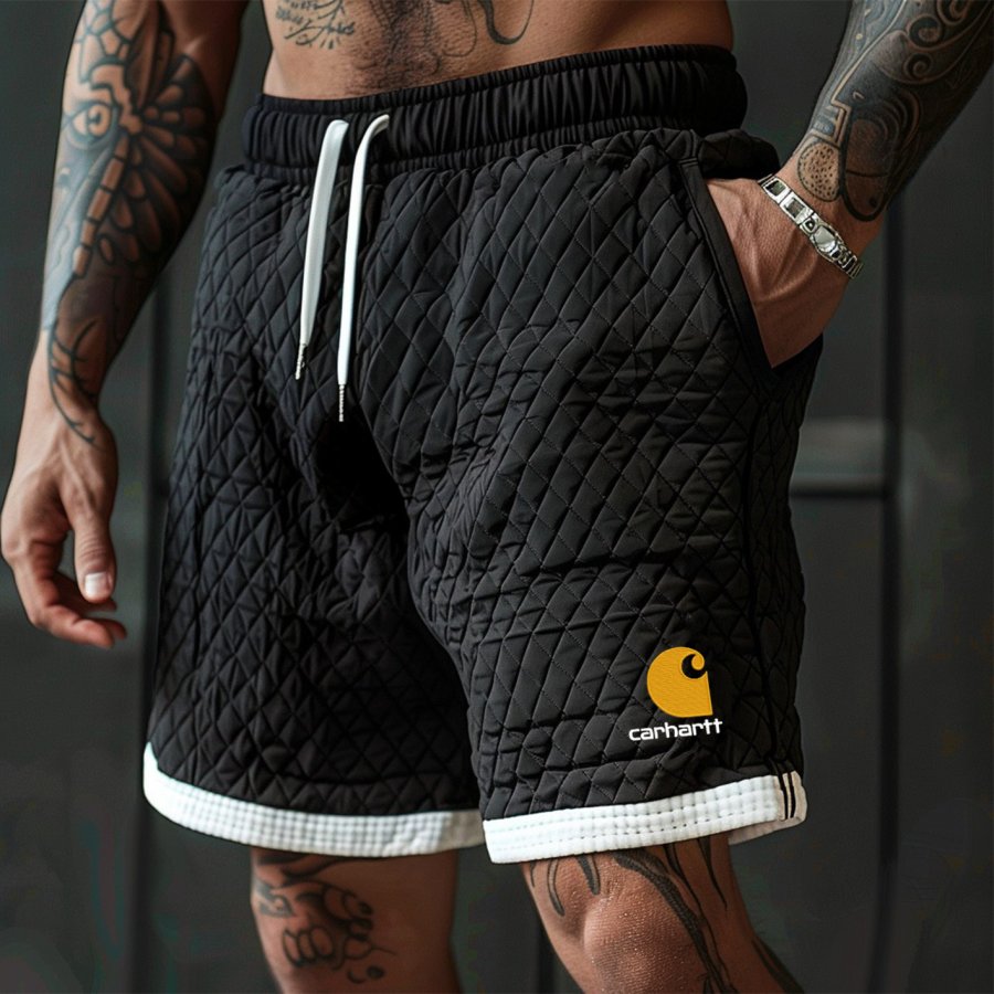 

Men's Vintage Quilted Shorts With Logo Detail
