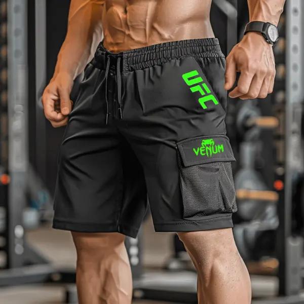 Men's Athletic Shorts With Cargo Pockets And Reflective Logo For Gym Workouts - Wayrates.com 