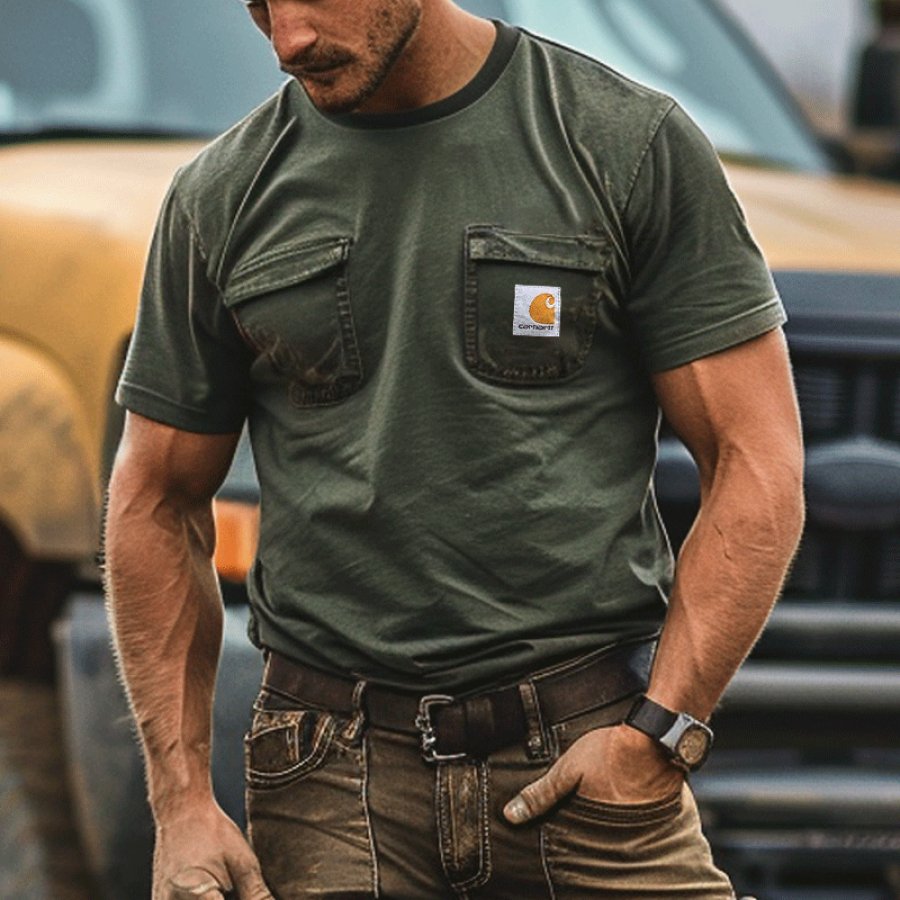 

Men's Casual Workwear T-Shirt With Chest Pockets