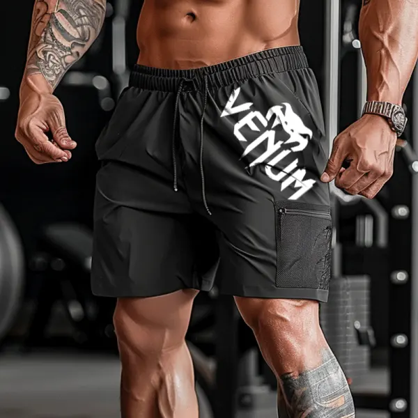 Men's Athletic Shorts With Bold Graphic Design For Gym And Outdoor Activities - Wayrates.com 