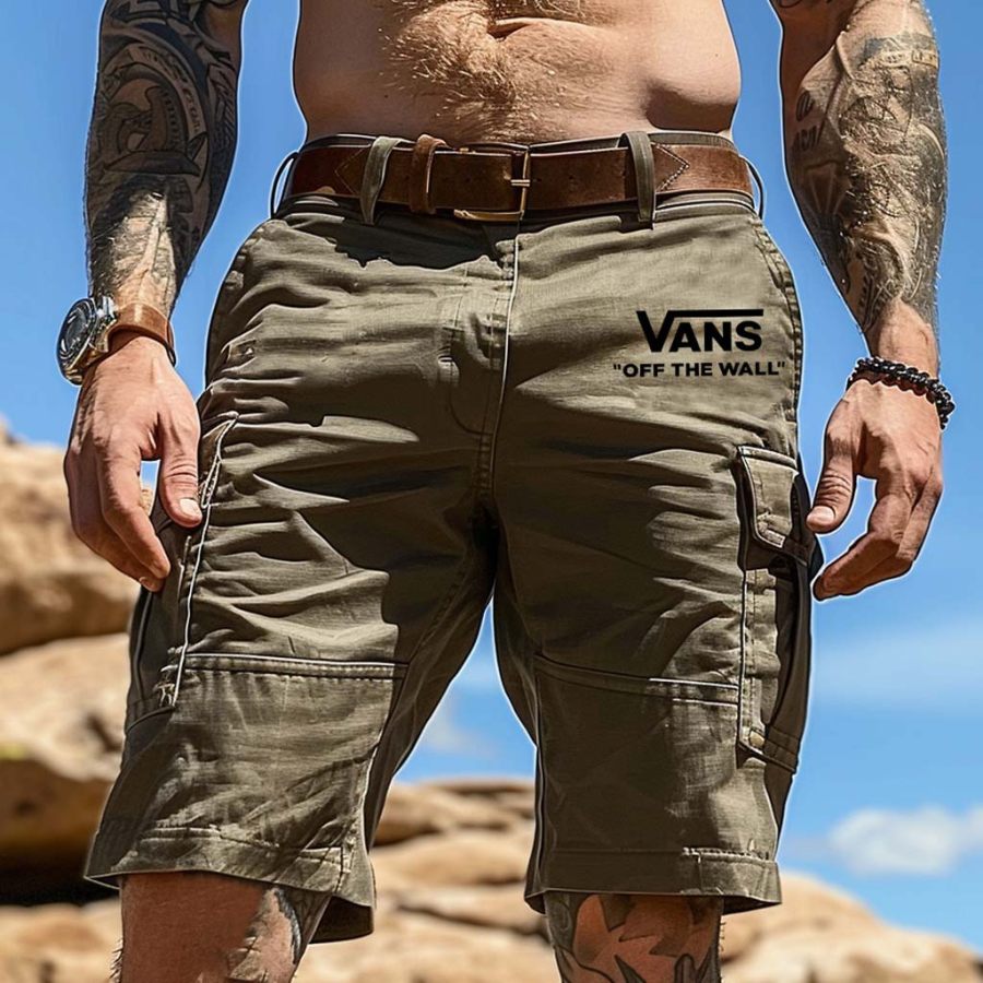 

Men's Vintage Outdoor Multi-Pocket Army Green Cargo Shorts