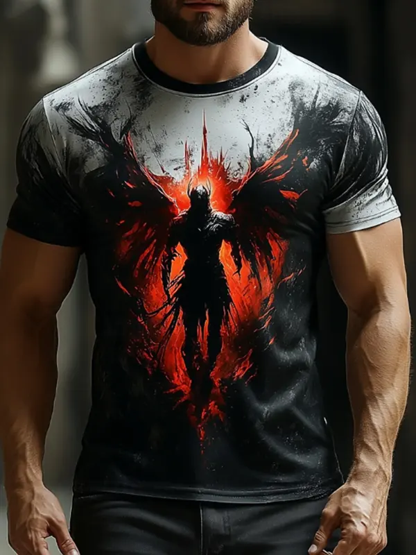 Men's Vintage Fiery Angel Wings Graphic T-Shirt - Pragmaace.com 