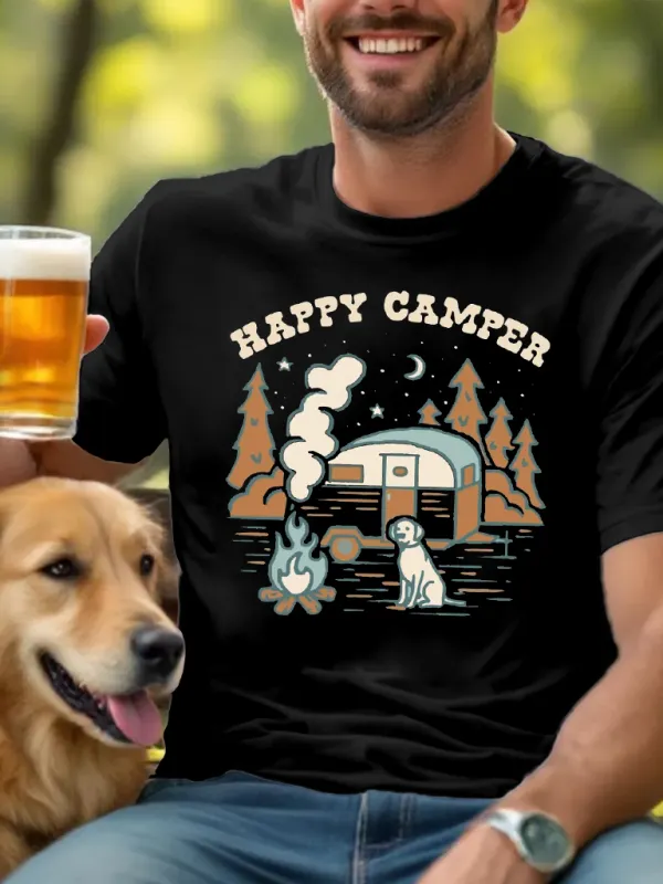 Happy Camper Graphic T-Shirt - Menwyx.com 