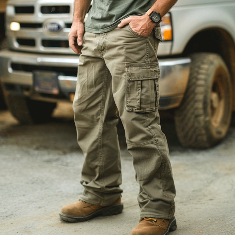 

Vintage Cargo Pants With Multi-Pocket Design For Outdoor Adventures