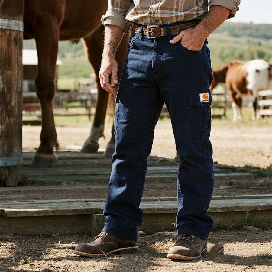 

Carhartt Men's Vintage Workwear Pocket Cargo Pants Durable And Comfortable Dark Blue