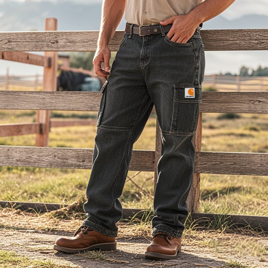 

Carhartt Men's Vintage Washed Workwear Cargo Denim Pants In Black