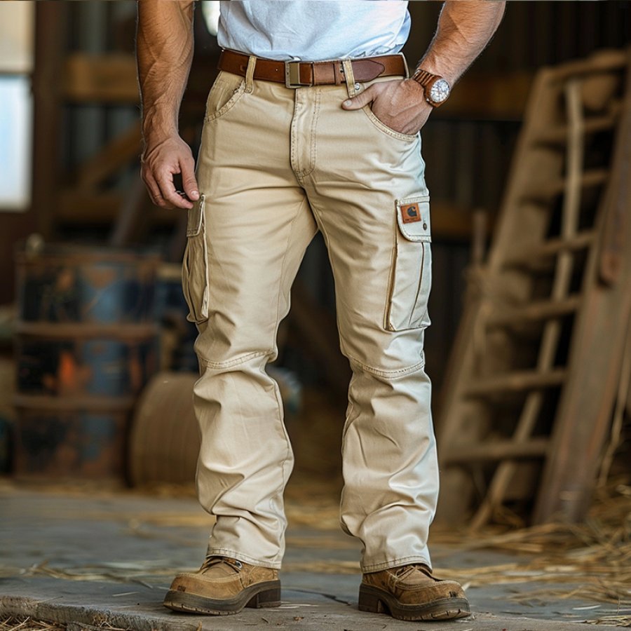 

Men's Vintage Western Khaki Cargo Work Pants Workwear