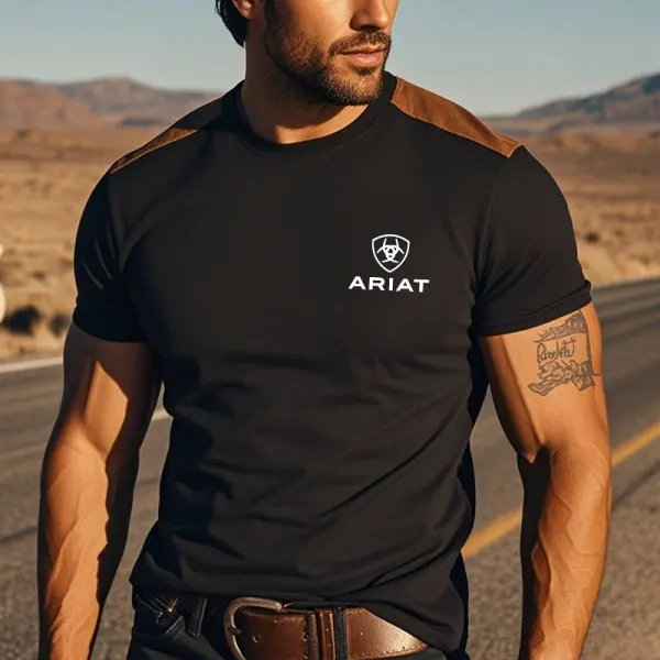 Men's Casual T-Shirt With Contrast Shoulder Panels - Cotosen.chimpone.com 