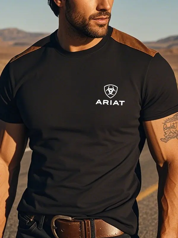 Men's Casual T-Shirt With Contrast Shoulder Panels - Simplyion.com 