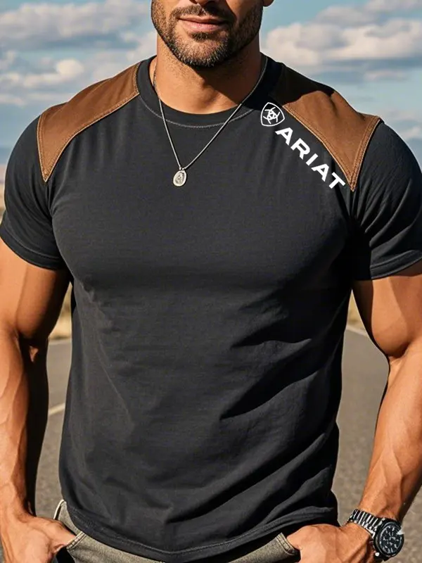 Men's Casual Fit Cotton Color Block T-Shirt - Menwyx.com 