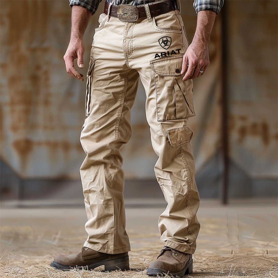 

Men's Vintage Cargo Work Pants Khaki