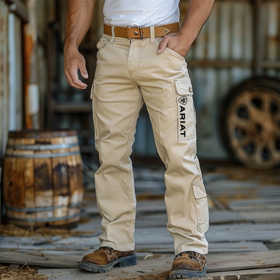 

Men's Vintage Multi-function Pockets Cargo Work Pants Khaki Workwear