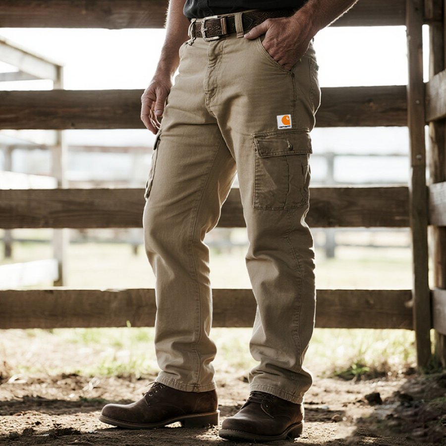

Men's Vintage Pocket Cargo Work Pants Khaki