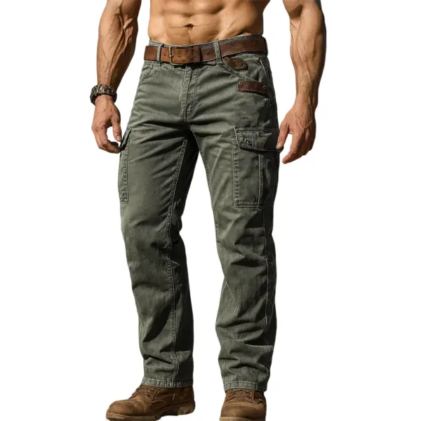 Men's Vintage Patchwork Outdoor Multi-pocket Cargo Pants Trousers - Upgradecool.com 
