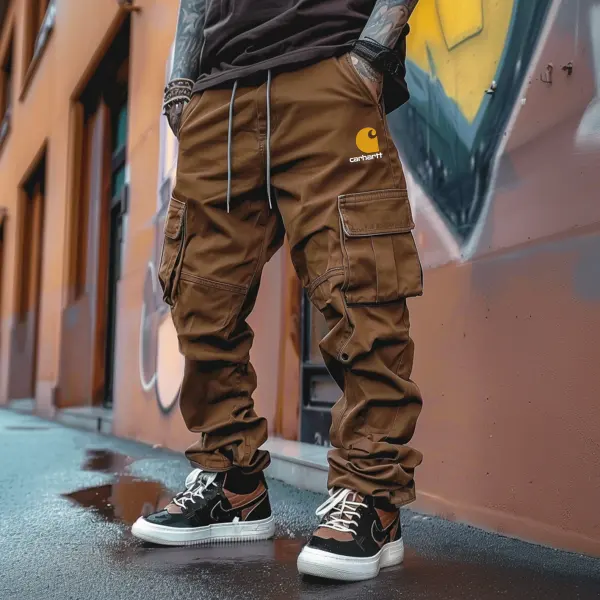 Men's Vintage Brown Cargo Pants With Functional Pockets - Wayrates.com 