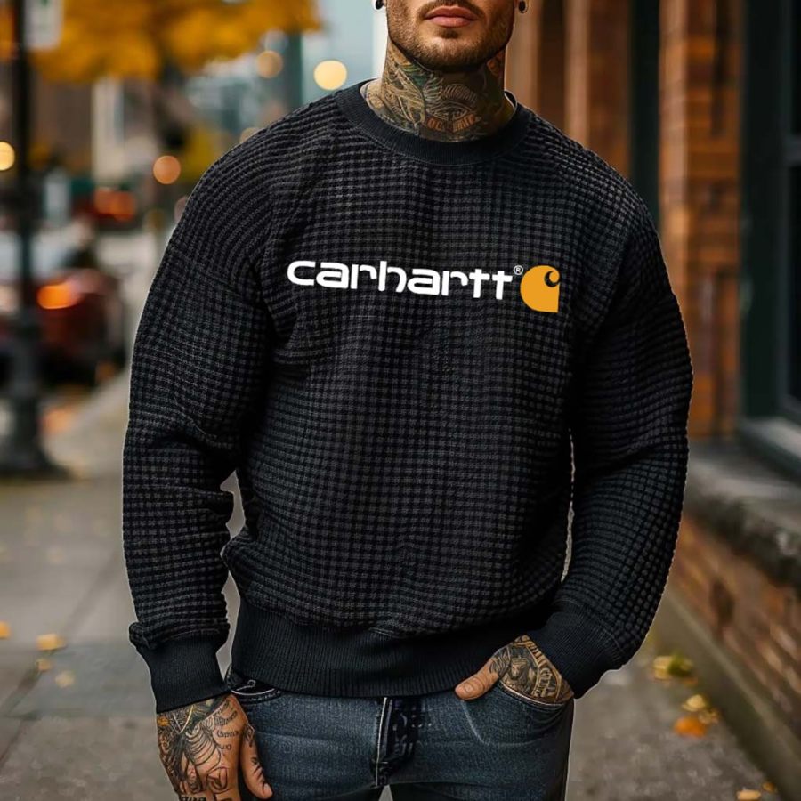 

Carhartt Men's Vintage Outdoor Waffle Knitted Crew Neck Long Sleeve Sweatshirt