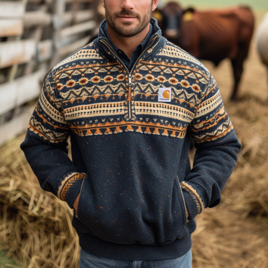

Stylish Fair Isle Quarter-Zip Pullover For Outdoor Enthusiasts