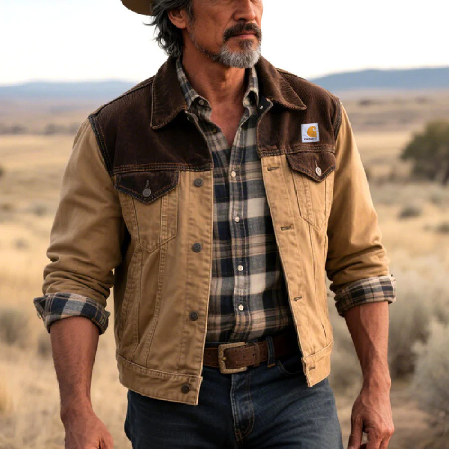 

Men's Vintage Outdoor Stitching Corduroy Western Cowboy Jacket