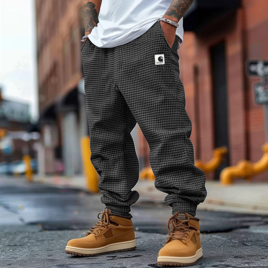

Men's Vintage Dark Gray Waffle Knit Jogger Pants