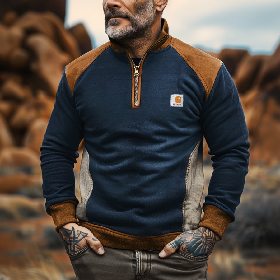 

Men's Vintage Casual Quarter-Zip Sweatshirt
