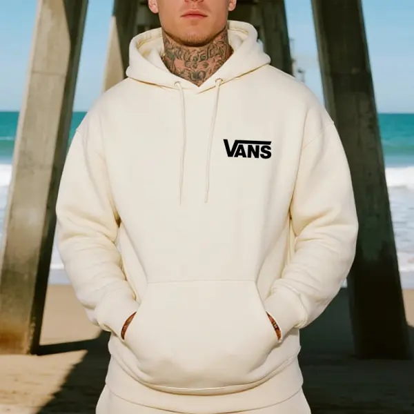 Men's Casual Graphic Print Off The Wall Hoodie Off White Cream - Wayrates.com 
