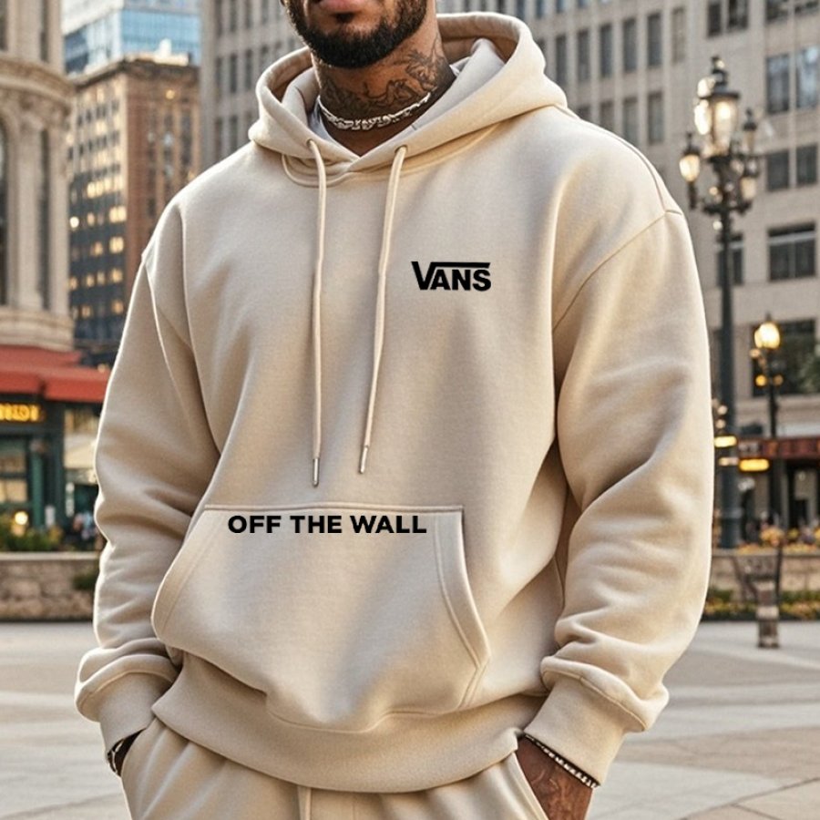 

Men's Casual Off The Wall Beige Print Hoodie