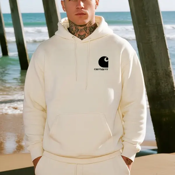 Men's Casual Cotton Graphic Print Logo Hoodie Off White Fashion - Wayrates.com 