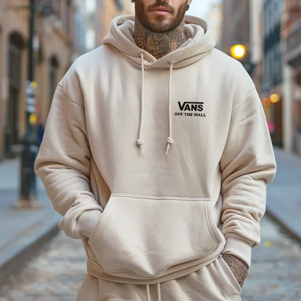 Men's Casual Graphic Print Hoodie Beige - Wayrates.com 
