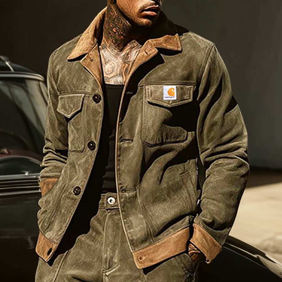 

Carhartt Men's Vintage Outdoor Suede Panel Multi-Pocket Lapel Jacket