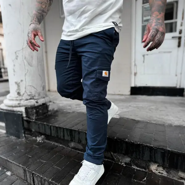 Carhartt Men's Vintage Dark Blue Cargo Pants With Patch - Wayrates.com 
