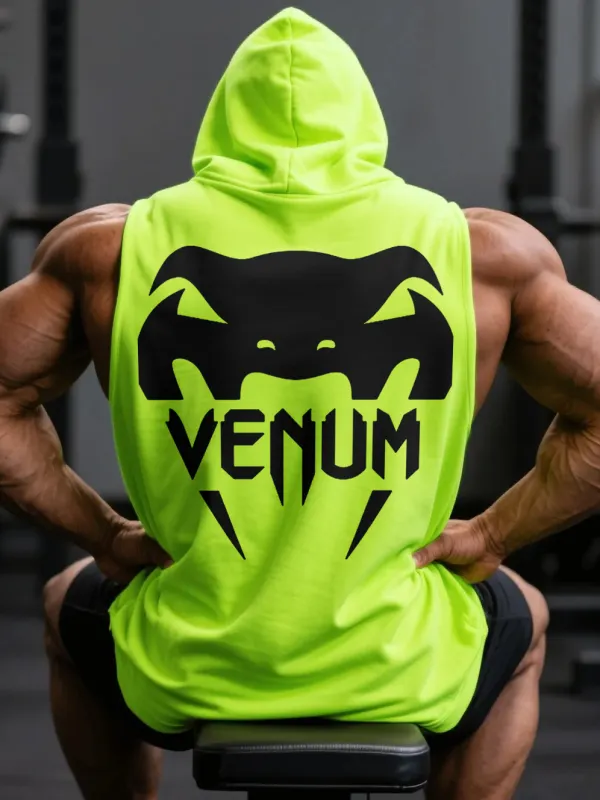 Large Loose Fit Comfortable Breathable Hooded Sleeveless Top Fitness Sports Ultimate Fighting Hooded T-shirt - Pragmaace.com 
