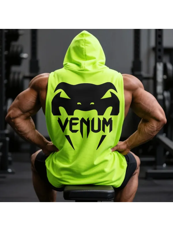 Large Loose Fit Comfortable Breathable Hooded Sleeveless Top Fitness Sports Ultimate Fighting Hooded T-shirt - Aptkoi.com 