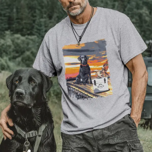 Black Labrador Sunset Graphic T-Shirt - Menzfolk.com 