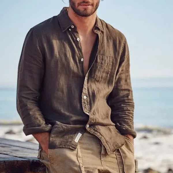 Casual Linen-Style Shirt For Men Perfect For Beachside Style - Wayrates.com 