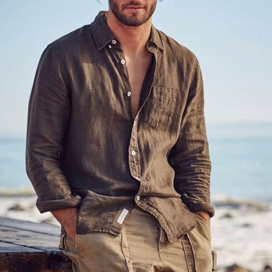 

Casual Linen-Style Shirt For Men Perfect For Beachside Style