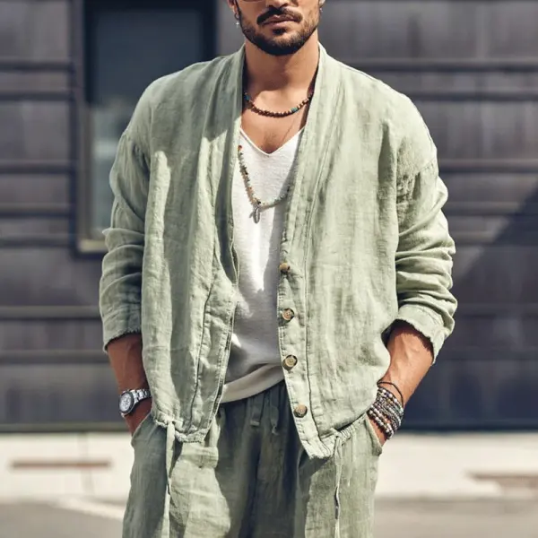 Stylish Casual Linen Jacket For Men - Perfect For Spring And Summer Outfits - Wayrates.com 