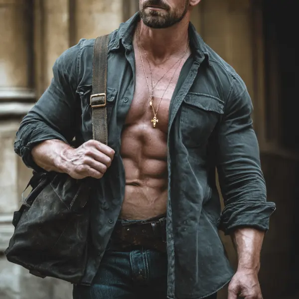 Stylish Open-Front Shirt With Crossbody Bag For Casual And Outdoor Adventures - Wayrates.com 