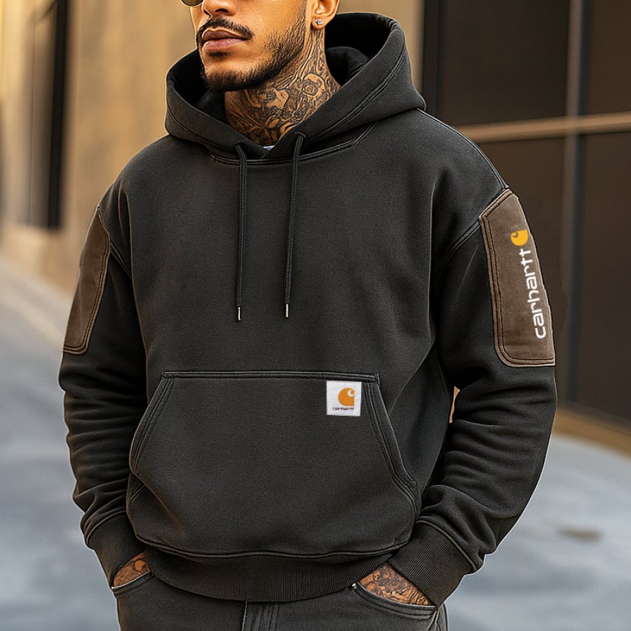 

Carhartt Men's Vintage Patchwork Color Block Hoodie With Elbow Patches