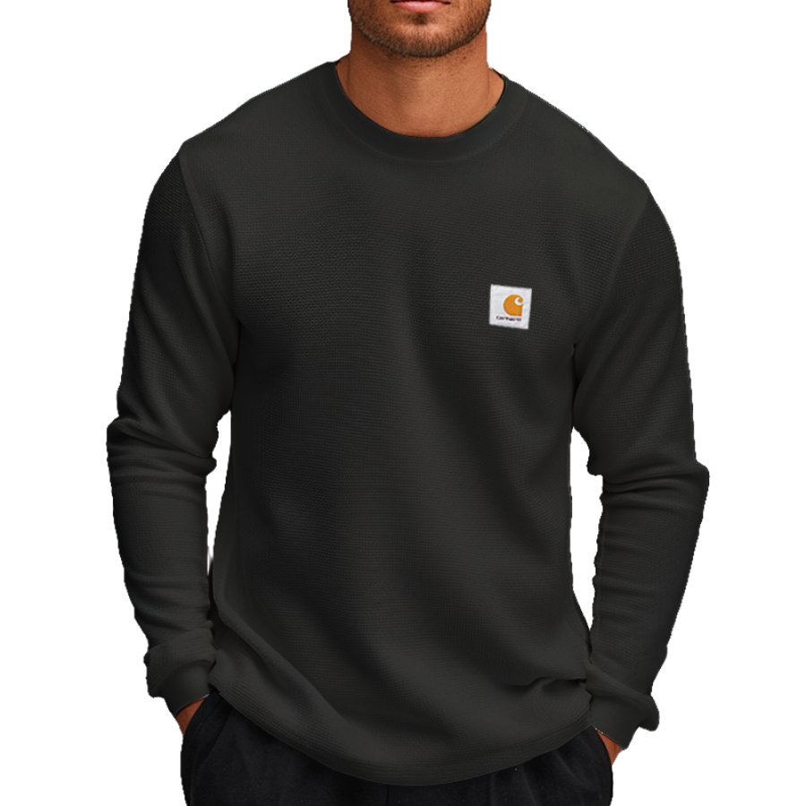 

Men's Vintage Waffle Crewneck Long Sleeves T Shirt Black
