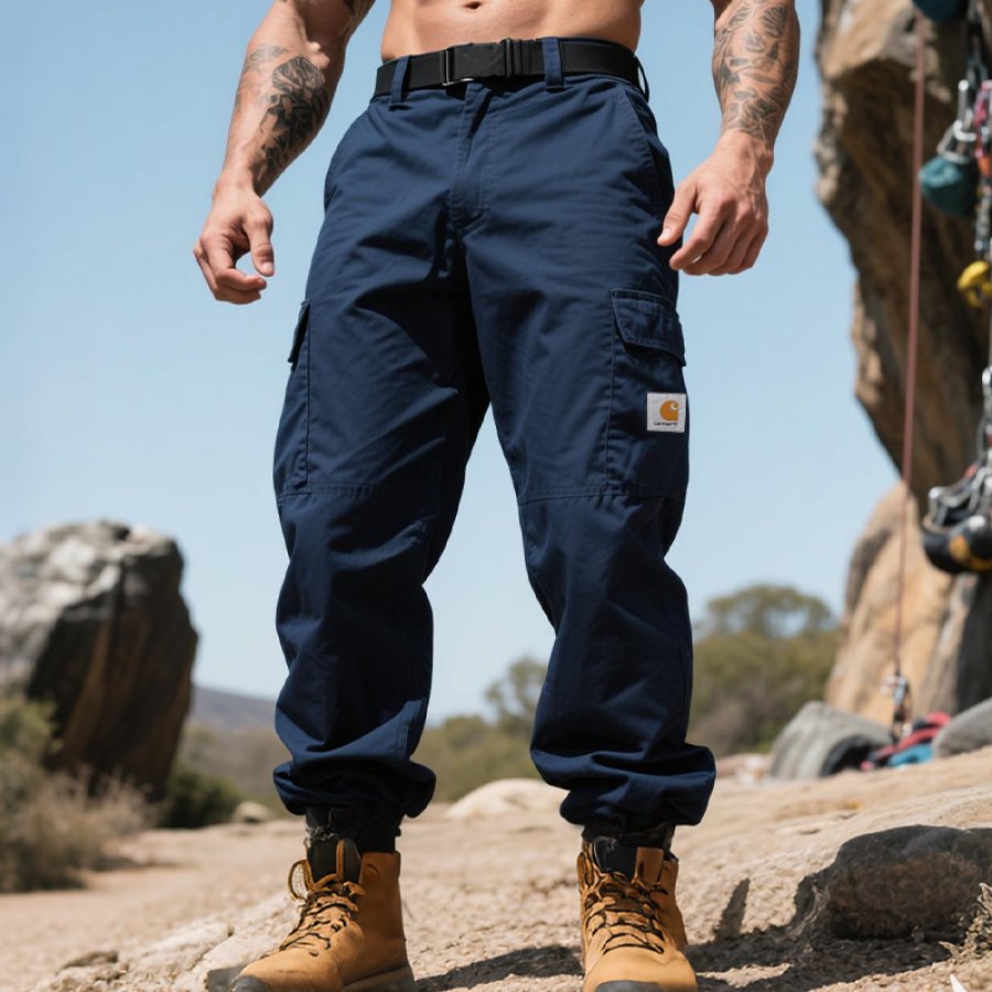 

Men's Casual Pocket Tactical Cargo Pants Streetwear Navy Blue